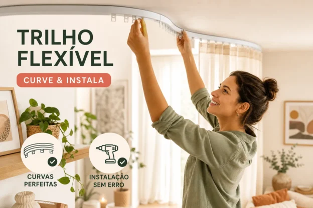 Mulher instalando trilho suiço super flexível.