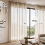 Cortina instalada em trilho suíço com terminais nas extremidades do perfil